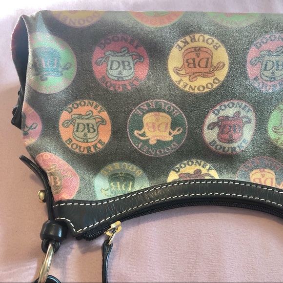 Dooney & Bourke Black/Multicolor Coin Logo Canvas Handbag - Picture 9 of 15